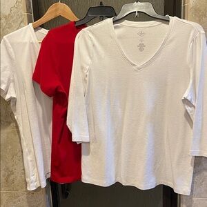 St. John's Bay Tall white & red T-shirts XXLT set of three shirts